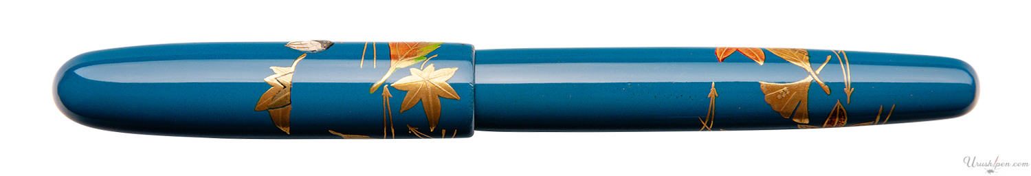 Danitrio Autumn Maple and Gingko Leaves on Blue Maki-E on Hanryo Fountain Pen