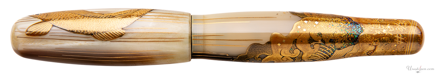 Danitrio Koi-No Takinobori on Buffalo Horn Hyotan Fountain Pen