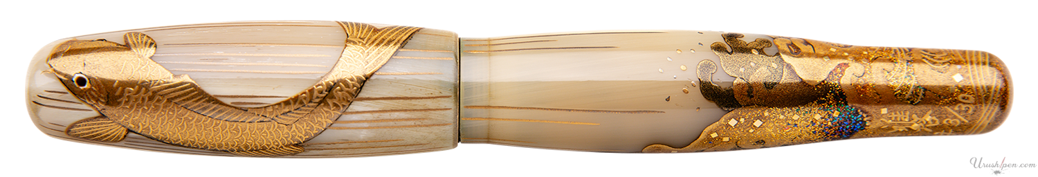 Danitrio Koi-No Takinobori on Buffalo Horn Hyotan Fountain Pen