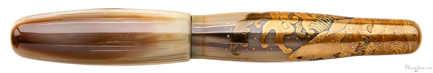 Danitrio Koi-No Takinobori on Buffalo Horn Hyotan Fountain Pen