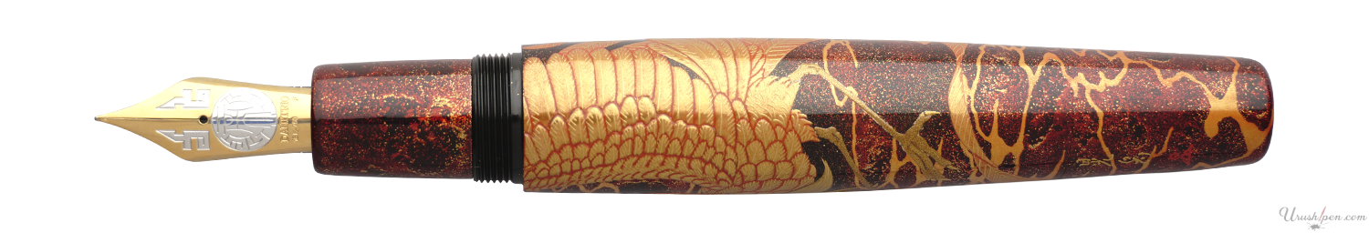 Danitrio Mythical Bird Suzaku Maki-E on Mikado Flat-Top Fountain Pen