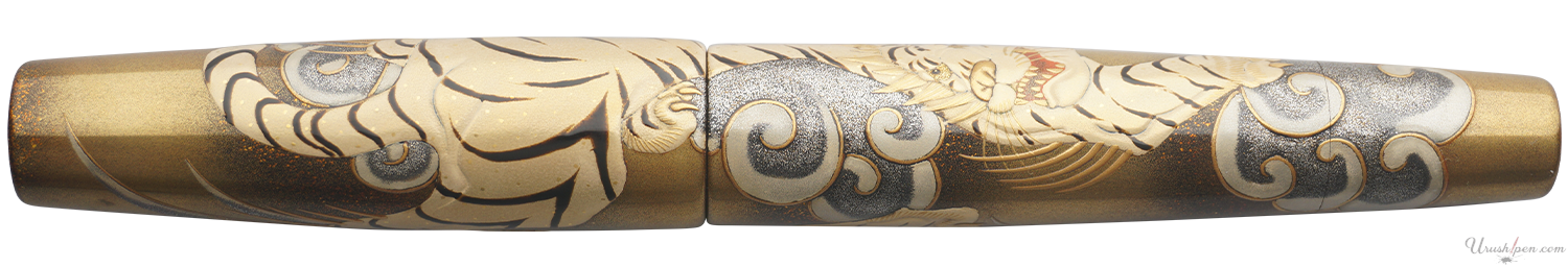 Danitrio Byakko White Tiger Maki-E on Mikado Flat-top Fountain Pen