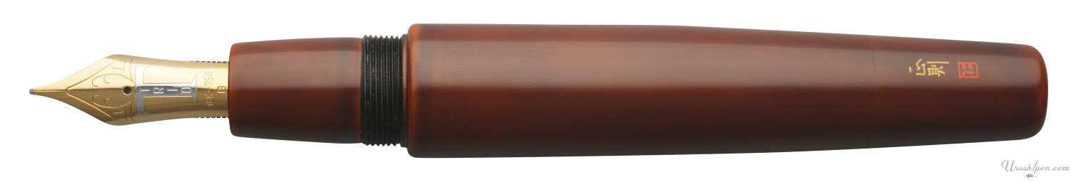 Irokeshi-dame in Yellow on Mikado Flat-Top Fountain Pen Open