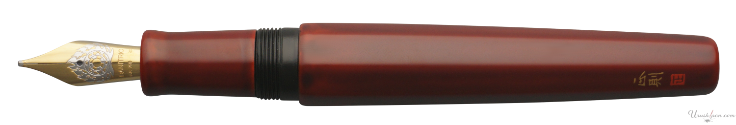 Danitrio Irokeshi-dame in Red on Hakkaku Fountain Pen Open