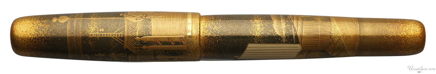 Danitrio Nihonbashi and Shinagawa Maki-E on Mikado Flat-Top Fountain Pen