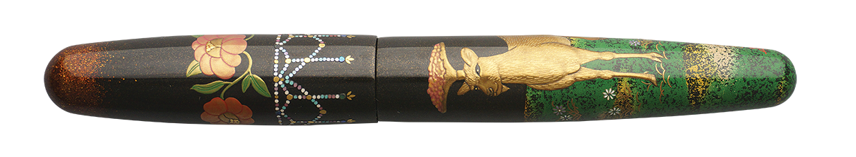 Danitrio Persian Deer Maki-E on Mikado Fountain Pen Closed