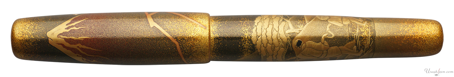 Danitrio Shower Below the Summit Mt. Fuji Maki-E on Mikado Flat-Top Fountain Pen