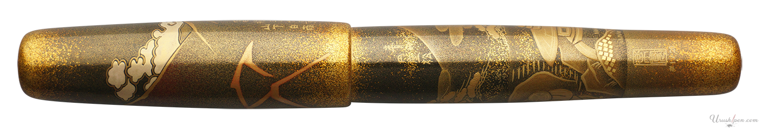 Danitrio Shower Below the Summit Mt. Fuji Maki-E on Mikado Flat-Top Fountain Pen