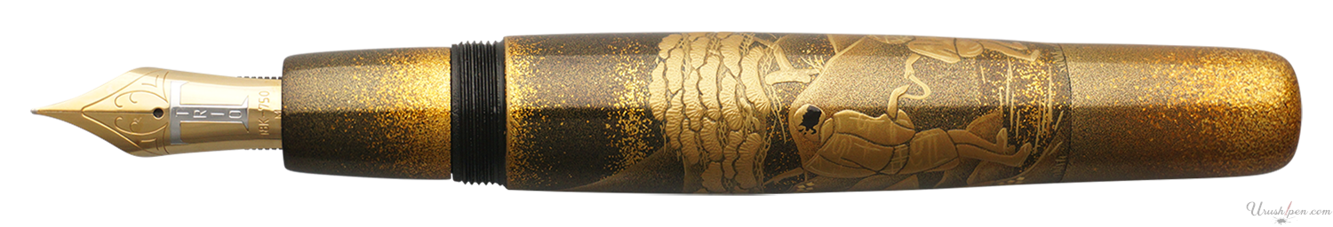 Danitrio Shower Below the Summit Mt. Fuji Maki-E on Mikado Flat-Top Fountain Pen