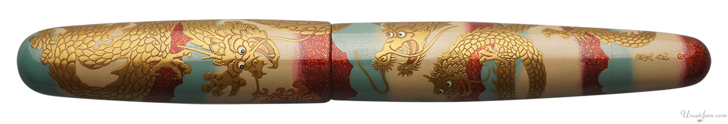 Danitrio Dragon on Bokashi Background Maki-E on Mikado Fountain Pen