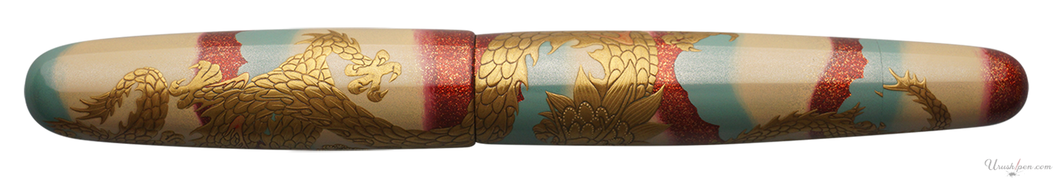 Danitrio Dragon on Bokashi Background Maki-E on Mikado Fountain Pen