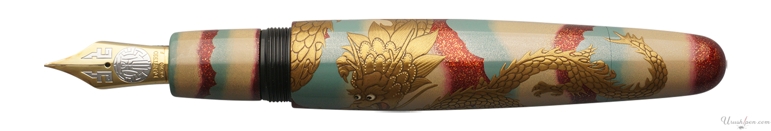 Danitrio Dragon on Bokashi Background Maki-E on Mikado Fountain Pen