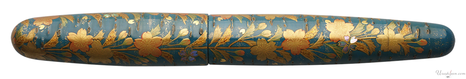 Danitrio Drooping Cherry Trees in Blue Maki-E on Mikado Fountain Pen