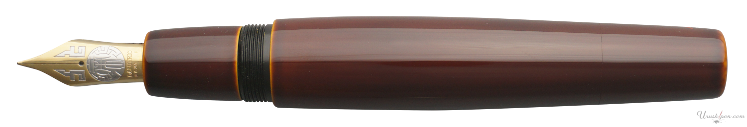 Danitrio Tame-nuri in Yellow on Mikado Flat-Top Fountain Pen Open