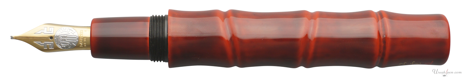 Danitrio Tame-nuri in Shu-dame Red on Bamboo Story Fountain Pen Open