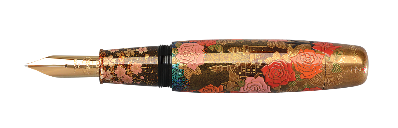 Danitrio Sakura Waji Meets Rose Maki-E Yokozuna Fountain Pen Uncapped