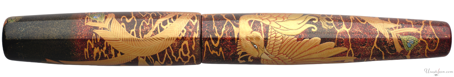 Danitrio Mythical Bird Suzaku Maki-E on Mikado Flat-Top Fountain Pen