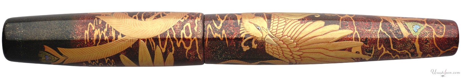 Danitrio Mythical Bird Suzaku Maki-E on Mikado Flat-Top Fountain Pen