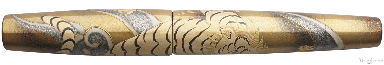 Danitrio Byakko White Tiger Maki-E on Mikado Flat-top Fountain Pen