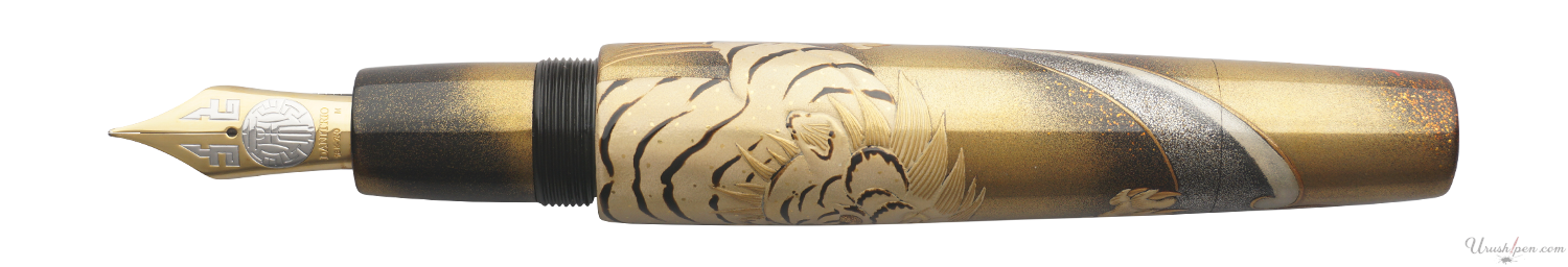 Danitrio Byakko White Tiger Maki-E on Mikado Flat-top Fountain Pen