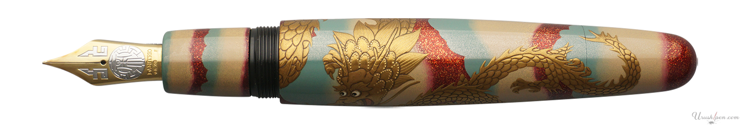 Danitrio Dragon on Bokashi Background Maki-E on Mikado Fountain Pen