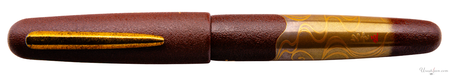 Danitrio Frog Pond Haiku (Furuike-ya) w/Burgundy Background on Takumi Fountain Pen