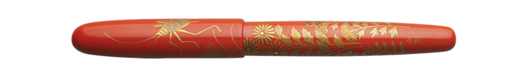 Danitrio Yamato Cockroach on Red Maki-E on Hanryo Fountain Pen Closed