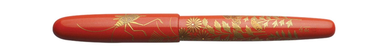 Danitrio Yamato Cockroach on Red Maki-E on Hanryo Fountain Pen Closed