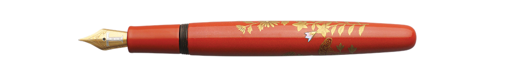 Danitrio Yamato Cockroach on Red Maki-E on Hanryo Fountain Pen Open