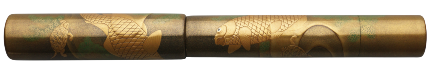 Danitrio Hokusai's Koi Carp & Turtles Maki-E on Genkai Fountain Pen