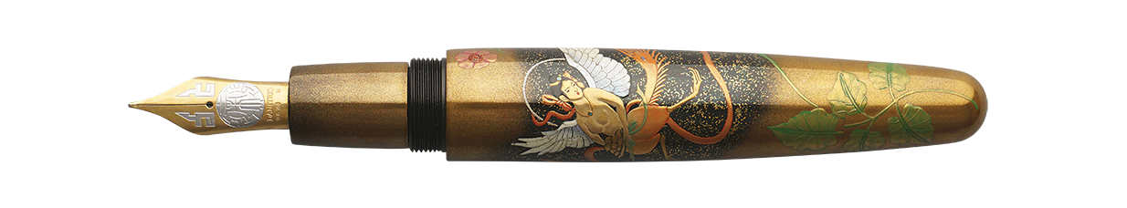 Danitrio Karyobinga Mystical Bird Maki-E on Mikado Fountain Pen Open