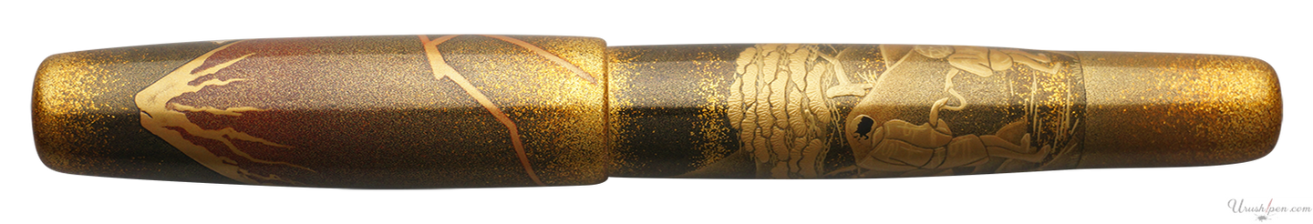 Danitrio Shower Below the Summit Mt. Fuji Maki-E on Mikado Flat-Top Fountain Pen
