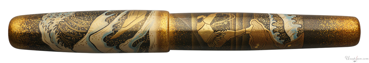 Danitrio The Great Wave off Kanagawa Maki-E on Mikado Flat-Top Fountain Pen