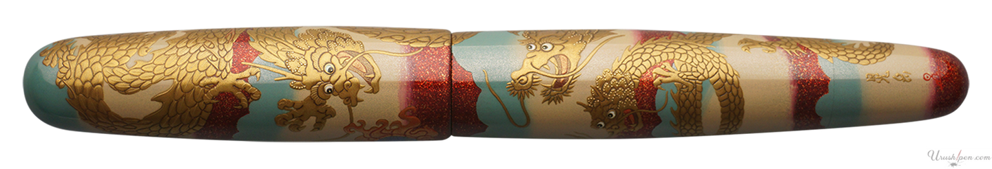 Danitrio Dragon on Bokashi Background Maki-E on Mikado Fountain Pen