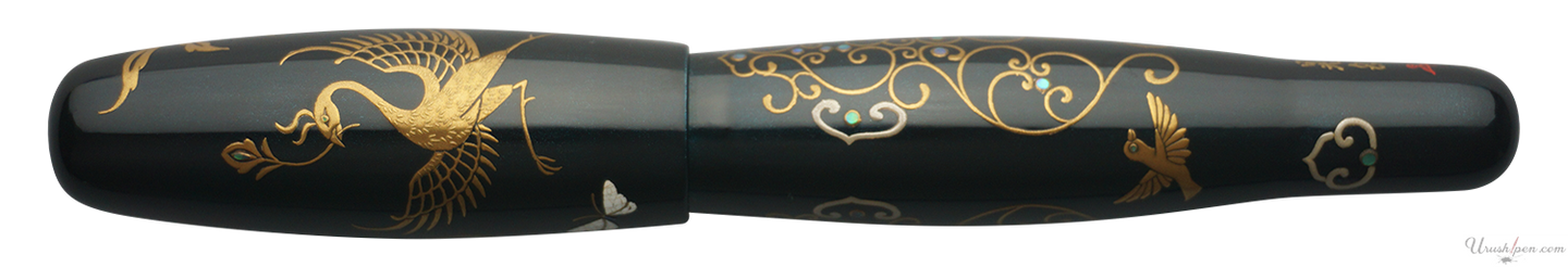 Danitrio Phoenix Bird & Butterflies with Arabesque Maki-E on Hyotan Fountain Pen