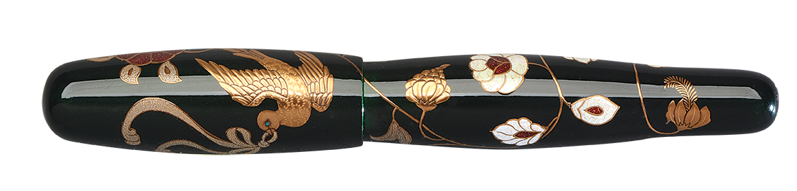 Danitrio With Birds and Flowers Maki-E on Hyotan Fountain Pen Closed