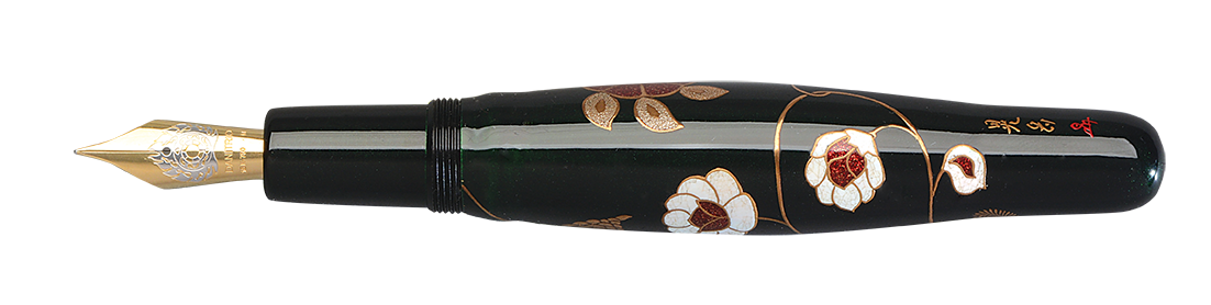 Danitrio With Birds and Flowers Maki-E on Hyotan Fountain Pen Open