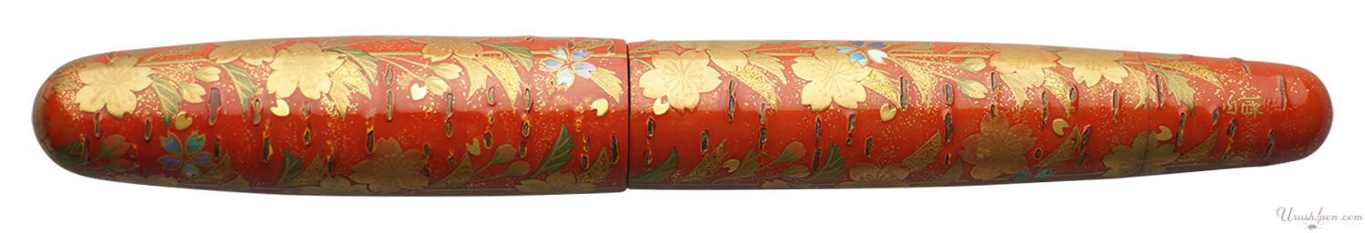 Danitrio Drooping Cherry Trees in Red Maki-E on Mikado Fountain Pen