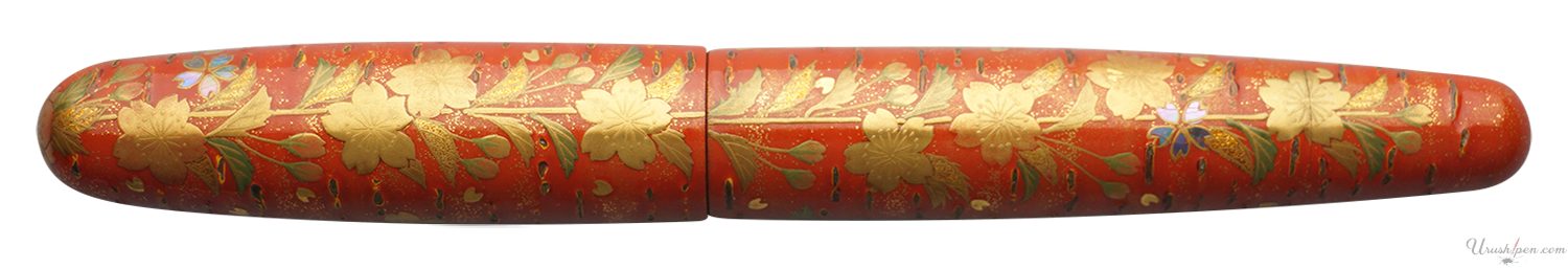 Danitrio Drooping Cherry Trees in Red Maki-E on Mikado Fountain Pen
