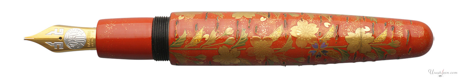 Danitrio Drooping Cherry Trees in Red Maki-E on Mikado Fountain Pen